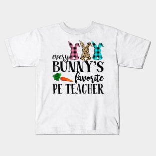 Every Bunny's Favorite Pe Teacher Leopard Buffalo Bunny Easter Day Kids T-Shirt